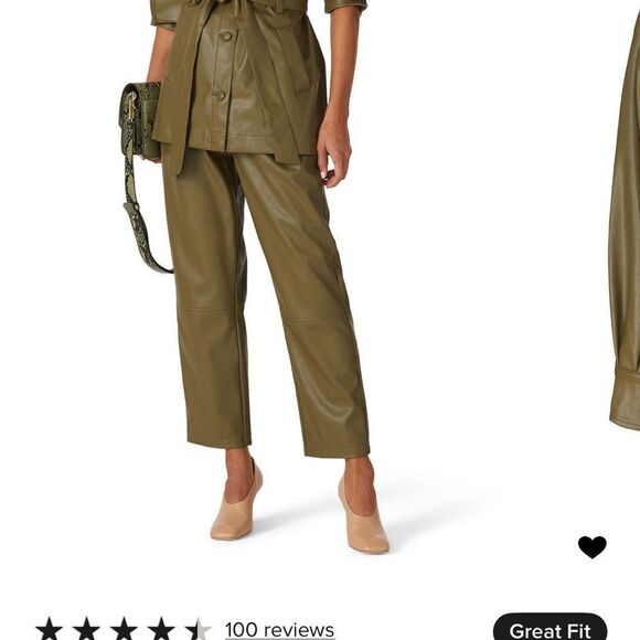 Love, Whit Olive Faux Leather Belted Jacket - XS - Picture 5 of 6